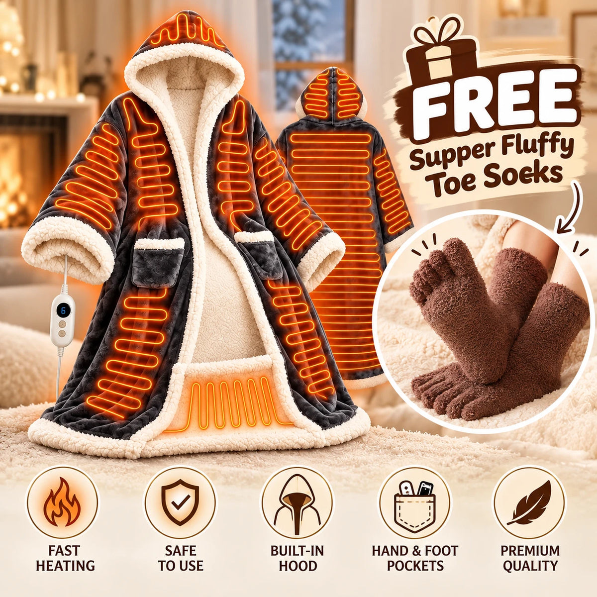 Wearable heated blanket